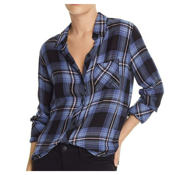 Rails Hunter Plaid Shirt Women's Size Large Midnight Blue Pink Soft Cozy Flannel - Picture 9 of 9